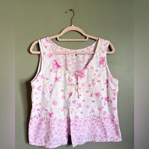 Xhilaration pink floral button up tank